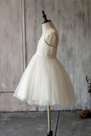 Robe de cortège enfant plissé de lotus avec sans manches col ras du cou avec perle - Photo 3