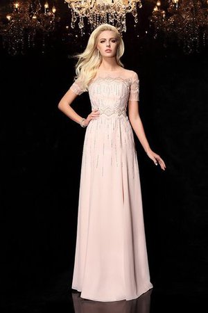 Reißverschluss Normale Taille Chiffon Bodenlanges Ballkleid mit Kurzen Ärmeln - Bild 3