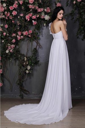 Ärmelloses Empire Taille Sittsames Brautkleid aus Chiffon mit Rüschen - Bild 2