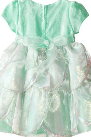 Abito da Cerimonia Bambini Tondo con Manica Corte con Fiocco A-Line con Fiore in Taffeta - Foto 2