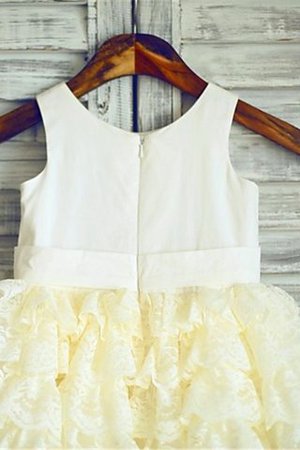 Robe de cortège enfant naturel avec gradins avec fleurs de mode de bal manche nulle - Photo 3