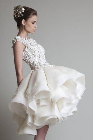 Robe de mariée courte de lotus en organza appliques boutonné - Photo 3