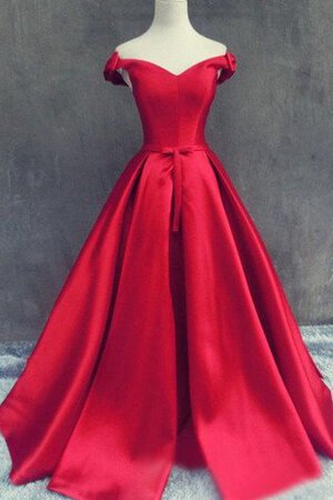 A Linie Ärmelloses Satin bodenlanges Ballkleid mit Bordüre mit Schmetterlingsknoten - Bild 1