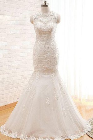 Robe de mariée modeste distinguee naturel avec sans manches avec broderie - Photo 3