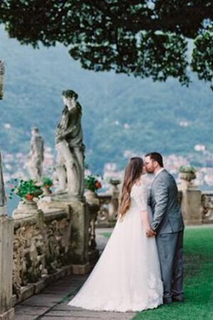 Elegante Vestido de Novia de Hasta el suelo de Cremallera de Plisado - Foto 4