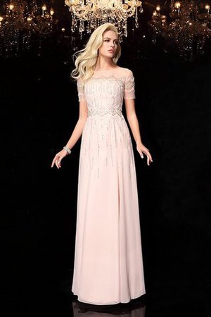 Reißverschluss Normale Taille Chiffon Bodenlanges Ballkleid mit Kurzen Ärmeln - Bild 4