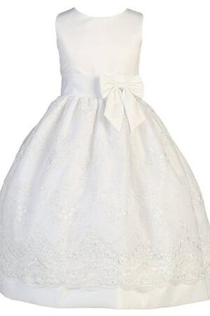 Robe de cortège enfant avec nœud avec décoration dentelle avec sans manches a-ligne - Photo 1