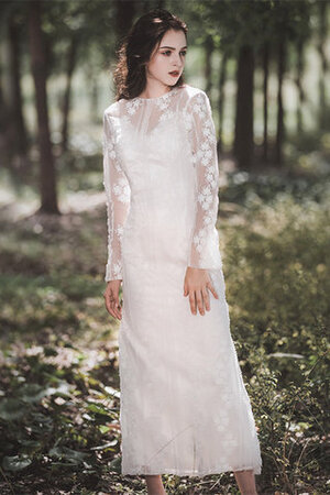 Abito da sposa corto con fiore cerniera convenzionale con maniche lunghe angelico - Foto 2