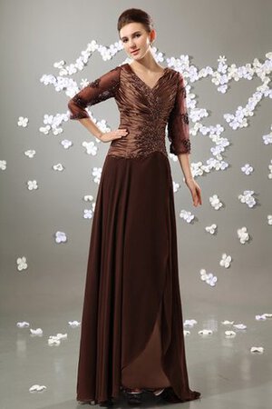 Robe de soirée avec chiffon v encolure ruché jusqu'au sol - Photo 4