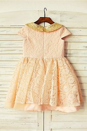 Robe de cortège enfant naturel a-ligne avec fleurs col u profond arrivée au mollet - Photo 3