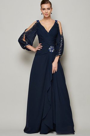 Robe de bal naturel fermeutre eclair de col en v avec manche longue avec chiffon - Photo 1