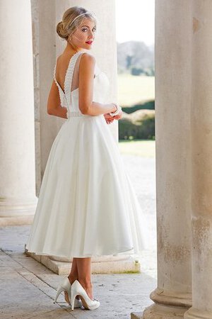 Robe de mariée modeste informel en satin longueur mollet a-ligne - Photo 2