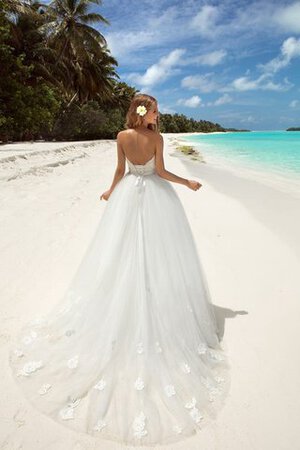 Abito da Sposa Cuore in Tulle Coda A Strascico Cappella con Perline Naturale A-Line - Foto 3