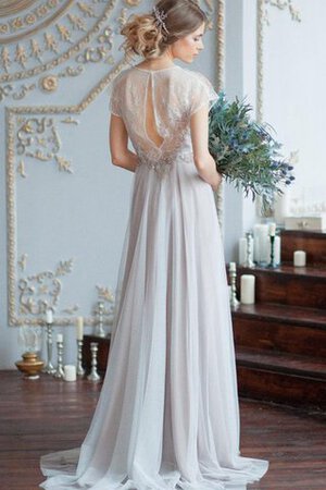 Robe de mariée nature jusqu'au sol avec chiffon avec perle trou de serrure - Photo 2