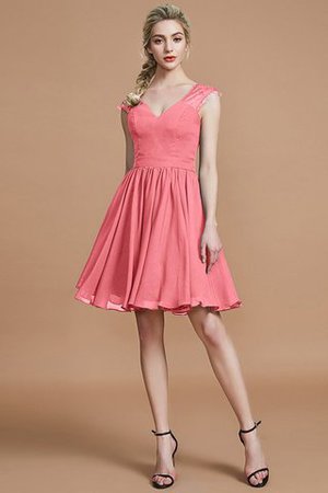 Abito da Damigella in Chiffon Mini A-Line Al Ginocchio Senza Maniche - Foto 33