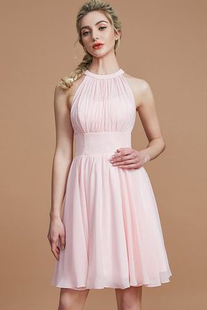 Robe demoiselle d'honneur courte naturel avec sans manches col u profond en chiffon - Photo 4