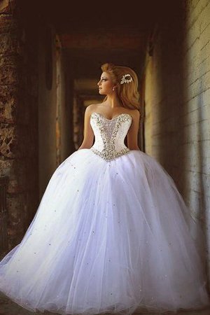 Abito da Sposa Elegante Coda A Strascico Corto Vintage Senza Maniche con Perline - Foto 3