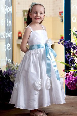 Robe de cortège enfant avec fleurs a-ligne manche nulle avec nœud à boucles - Photo 1