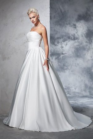 Abito da Sposa in Raso Stravagante Coda A Strascico Cappella Senza Maniche Ball Gown - Foto 6