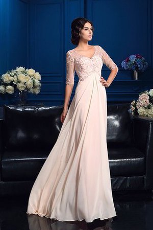 Robe mère de mariée longue en 1/2 manche v encolure en chiffon de traîne courte - Photo 3