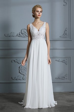 Robe de mariée avec zip voyant de col en v romantique facile - Photo 3