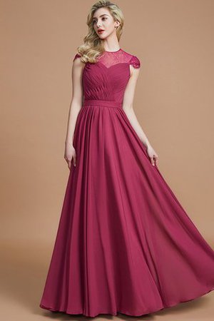 Normale Taille A-Linie Chiffon Kurze Ärmeln Brautjungfernkleid mit Schaufel Ausschnitt - Bild 6