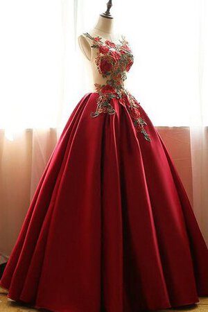 Robe de quinceanera longue avec broderie avec lacets avec perle col u profond - Photo 3