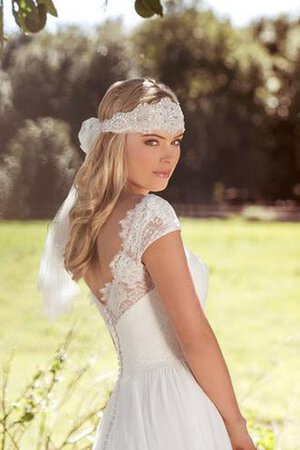 Robe de mariée naturel maillot de col en v en chiffon avec manche épeules enveloppants - Photo 4