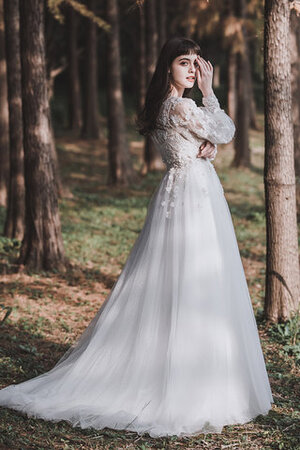 Abito da sposa sogno cerniera con maniche lunghe decorato angelico con fiore - Foto 4