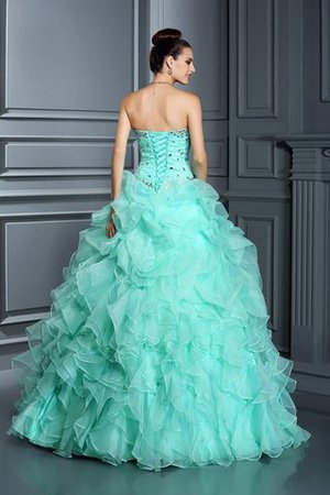 Robe de quinceanera longue de mode de bal en organza avec lacets avec sans manches - Photo 2