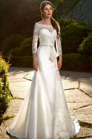 Robe de mariée plissage avec manche 3/4 avec nœud ligne a de lotus - Photo 1