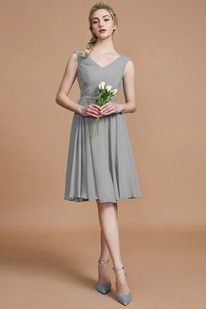 Robe demoiselle d'honneur naturel ligne a avec sans manches ruché en chiffon - Photo 32