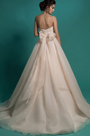 Abito da Sposa in Organza Cuore a Spiaggia con Applique Senza Maniche con Fiocco - Foto 2