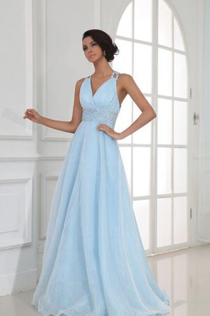 Abito da Sera con Increspato con Criss-cross Moderno in Chiffon con Perline Elegante - Foto 2