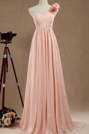 Robe demoiselle d'honneur d'épaule asymétrique en chiffon en satin a-ligne - Photo 1