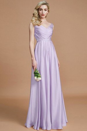 Robe demoiselle d'honneur naturel v encolure de princesse avec sans manches ruché - Photo 24