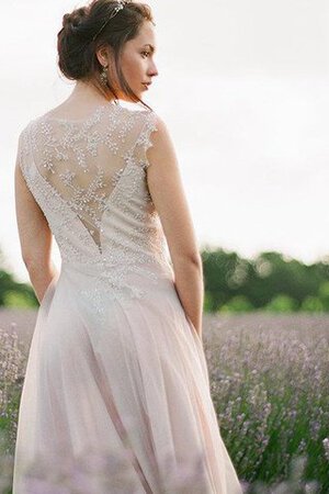 Abito da Sposa con Perline Senza Maniche in pizzo Spazzola Treno decorato V-Scollo - Foto 2