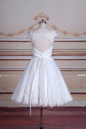 Robe de mariée facile avec manche épeules enveloppants avec ruban ligne a trou de serrure - Photo 2