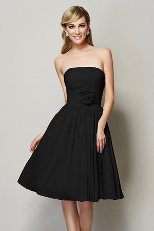 Robe demoiselle d'honneur courte avec chiffon de bustier avec zip a-ligne - Photo 3