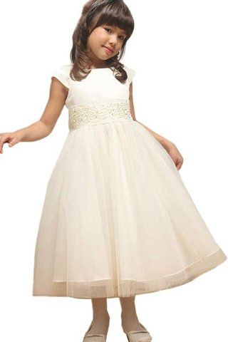 Robe de cortège enfant plissé en tulle avec manche courte avec ruban avec nœud - Photo 2