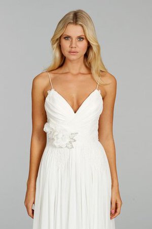 Robe de mariée simple a plage au niveau de cou avec chiffon decoration en fleur - Photo 5