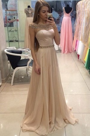 Robe de bal avec manche courte spécial avec cristal col en bateau ligne a - Photo 1