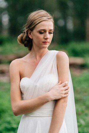 Abito da Sposa in pizzo Naturale A Terra monospalla A-Line Senza Maniche - Foto 4