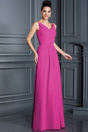 Robe demoiselle d'honneur longue de princesse en chiffon fermeutre eclair a-ligne - Photo 12