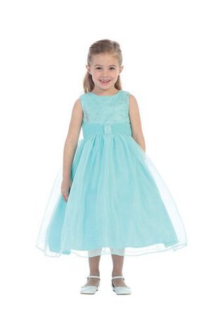 Robe de cortège enfant plissage avec perle de lotus de col haut avec sans manches - Photo 2