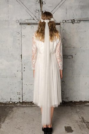 Robe de mariée plissage facile fermeutre eclair avec décoration dentelle de col bateau - Photo 4