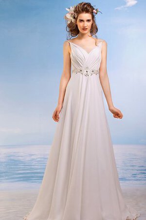 Robe de mariée naturel bandouliere spaghetti avec sans manches avec lacets avec chiffon - Photo 1