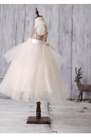 Robe de cortège enfant naturel brillant textile en tulle de lotus avec nœud - Photo 3