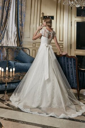 Robe de mariée naturel avec manche épeules enveloppants cordon encolure en carré ligne a - Photo 3