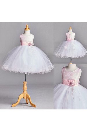 Robe de cortège enfant col u profond avec sans manches jusqu'au mollet avec fleurs avec perle - Photo 4